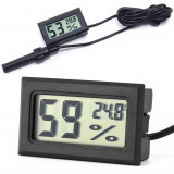 Termometru electronic cu sondă și ceas de umiditate, afișaj LCD, gama largă de temperatură, Verk Group