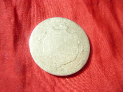 Moneda 2 lei 1881 Carol I , argint , cal. mediocru foto