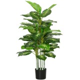 HOMCOM Plantă Artificială Decorativă cu Ghiveci, &Phi;17x95 cm, Verde | Aosom Romania