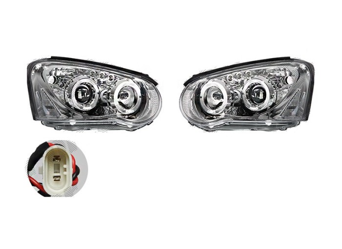 Set faruri tuning SUBARU IMPREZA (GD/GG), 01.2003-10.2005, Taiwan, partea stanga+dreapta, H1+H3; manual; transparent, argintiu; Omologare: SAE;