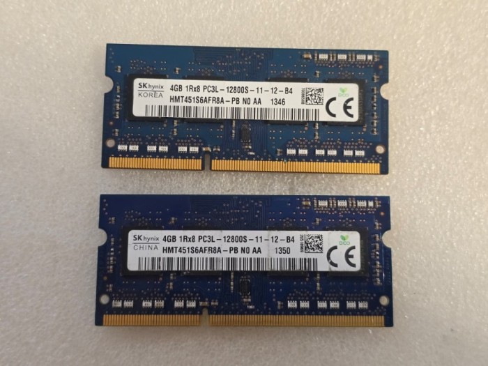 Memorie RAM laptop Hynix 4GB PC3 12800 DDR3 1600MHz 1.35V Low Voltage HMT451S6AFR8A-PB