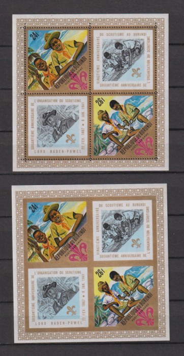 BURUNDI CERCETASI 1967 MI: 349A-358A MH+349B+358B MH + STAMP.+BL. 25 (A + B) MNH