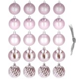 Cumpara ieftin Set 20 globuri de Craciun, 6 cm, 5 modele, roz
