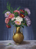 Tablou canvas Flori multicolore, vaza lut, pictura, buchet, 60 x 90 cm