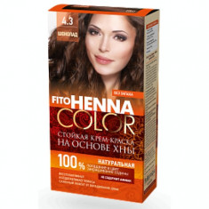 Vopsea de par permanenta fara amoniac FITO Henna Color 4.3 CIOCOLATIU foto