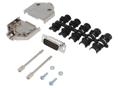 Conector D-Sub 15 Pin Tată Drept cu Șurub pentru Cablu foto