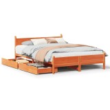 Cumpara ieftin Cadru pat fara saltea, maro ceruit, 160x200 cm, lemn masiv pin