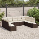 Cumpara ieftin Set de canapele pentru grădină cu pernă 9 pcs maro și crem