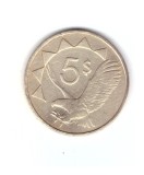 Moneda Namibia 5 dollars/dolari 2002, stare relativ buna, curata, Africa, Bronz-Aluminiu