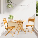 Set bistro pliabil 3 piese muștar metal, vidaXL