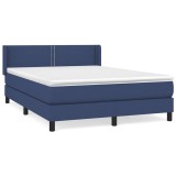 Cumpara ieftin Pat box spring cu saltea, albastru, 140x200 cm, textil