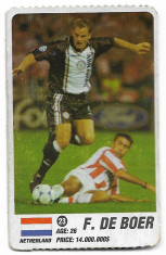 Cartona?e cu fotbali?ti - EURO 2000 - F. De Boer - Olanda - numarul 23 foto