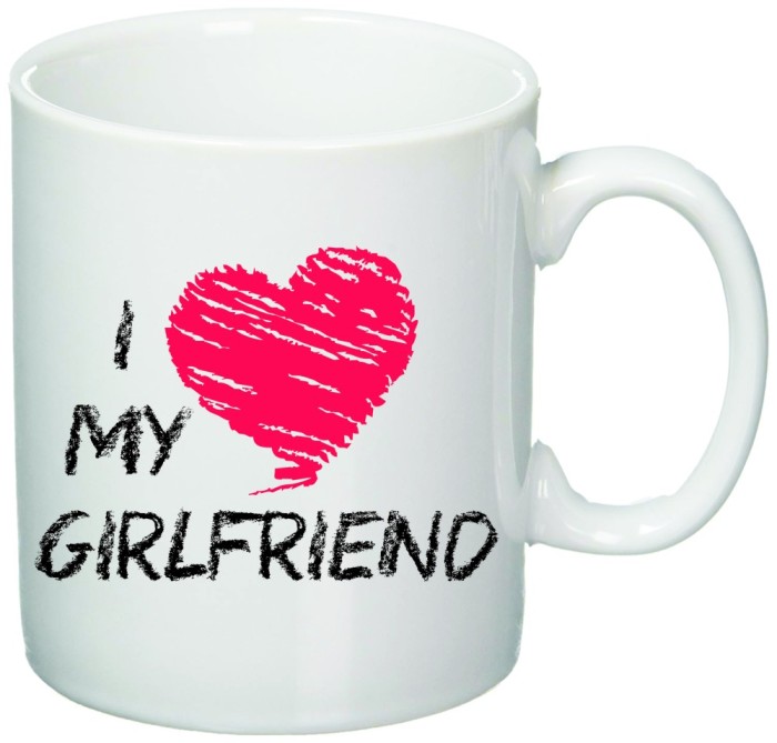 Cana alba personalizata &quot;i love my girlfriend&quot;, INOVATIX&reg;. 330ml
