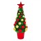 Brad De Crăciun Decorativ, Tinsel, 39 cm, Globuri Aurii și Roșii, Stea Roșie, Bază Roșie