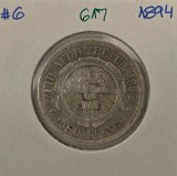 617 South African Republic 2 Shillings 1894, KM#6, Argint, buna
