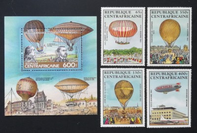 R.CENTRAFRICA -BALOANE-1 SERIE 4 V.+1 S/SH.-MNH**- R CAF 191B foto