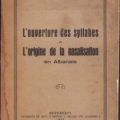 HST C2042 L'ouverture des syllabes .. en Albanais 1927 Anton Balotă