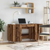 vidaXL Birou cu raft cu ușă Lemn vechi 140 x 50 x 75 cm Lemn compozit