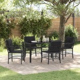 VidaXL Set de masă pentru grădină cu pernă 5 pcs Negru Rattan poli