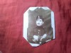 Fragment Fotografie cu Tanar militar cu Monograma Regala Carol I pe chipiu , 11 x 8,5cm