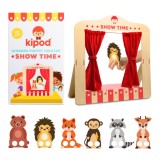 Teatru de papusi din lemn pentru masa, pliabil, cu figurine incluse Kipod