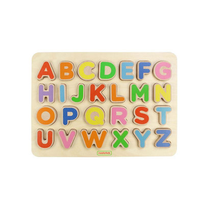 Puzzle 3D alfabet litere mari, din lemn, +3 ani, Masterkidz EduKinder World foto