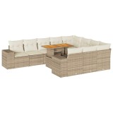 Cumpara ieftin Set canapele de gradina cu perne, 10 piese, bej, poliratan