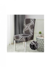 Set 6 huse pentru scaun gri cu model cu dungi albe foto