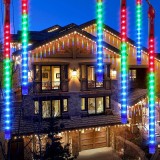 Instalatie 8 turturi meteori, 288 LED-uri multicolore, tuburi 45 cm, decor Craciun interior/exterior, lungime 2.3 m, ProCart