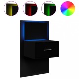 Noptiera montata pe perete cu lumini LED, negru, DKD Home Decor