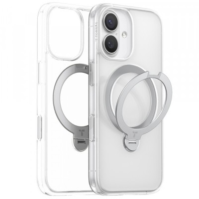 Husa MagSafe pentru Apple iPhone 17, Torras, Ostand Spin, Transparenta foto