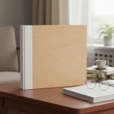 Album foto 10x15 cm, 500 poze, coperta alba tip lemn, buzunare, album mare capacitate