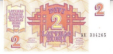 B11 2 - Bancnota foarte veche - Letonia - 2 ruble - 1992 foto