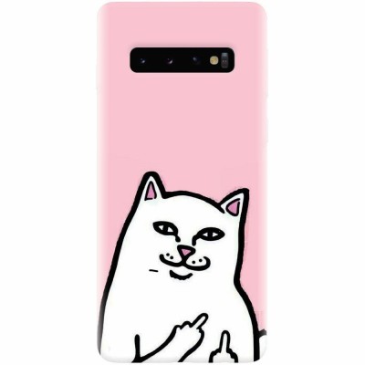 Husa silicon pentru Samsung Galaxy S10 Plus, White Cat foto