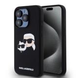 Husa pentru iPhone 15 Pro - Karl Lagerfeld Silicone MagSafe (KLHMP15LSKCHPPLK) - Karl&amp;Choupette Head