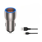 Incarcator auto SMART Quick charge USB QC3.0 36W + cablu lightning compatibil Iphone Cod: XO-CC52A Automotive TrustedCars