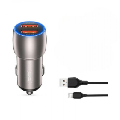 Incarcator auto SMART Quick charge USB QC3.0 36W + cablu lightning compatibil Iphone Cod: XO-CC52A Automotive TrustedCars foto