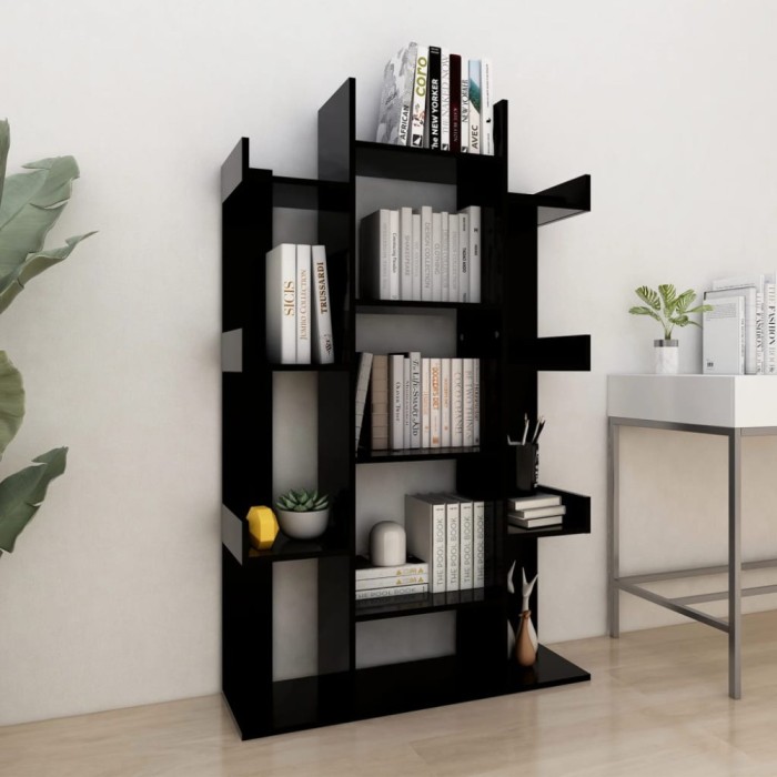 Gossi biblioteca, negru, 86x25,5x140 cm, pal