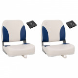 Set scaun pliabil pentru barca, 4 piese, cu perna alb-albastru GartenMobel Dekor, vidaXL