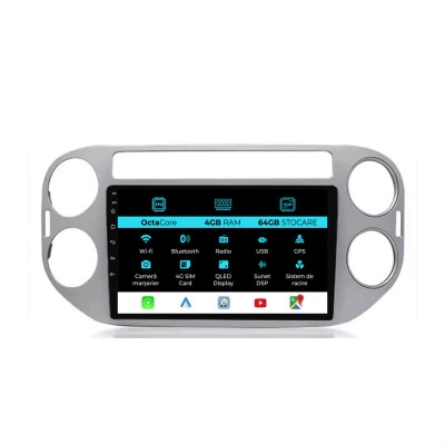 Navigatie Android Dedicata Volkswagen Tiguan (2006-2016), 9Inch, 4Gb Ram, 64Gb Stocare, Carplay foto