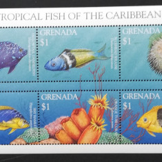 Grenada-Pesti Tropicali-Din Carraibe-1 M/Sh+1 S/Sh.Neobliterata-GG 007