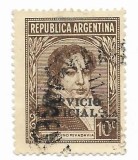 Argentina - Personalitati, 10 C, supratipar &quot;SERVICIO OFICIAL&quot;, 1945-1947 - obliterata