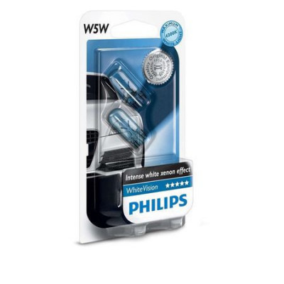 Set 2 becuri t10 w5w phillips super white, 12v foto