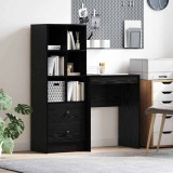 Cumpara ieftin Birou cu spațiu de depozitare cu sertar 2 pcs Stejar negru