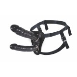 Strap On dublu cu 2 dildo X Joyride Dildo Doppio - Negru