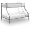 VidaXL Cadru de pat supraetajat, gri, 140 x 200/90 x 200 cm, metal