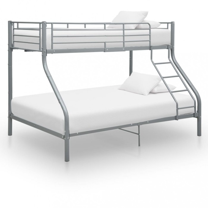 vidaXL Cadru de pat supraetajat, gri, 140 x 200/90 x 200 cm, metal