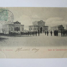 Carte postala Salutări din Constantinopol-Armata Otomană,timbru Levant 1904