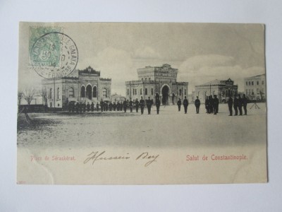 Carte postala Salutări din Constantinopol-Armata Otomană,timbru Levant 1904 foto