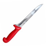 Cumpara ieftin Cutit pentru injunghiere rosu 36 cm, lama curbata 21 cm, 190 g, otel inoxidabil, maner cu garda, pentru sacrificare si transare carne
